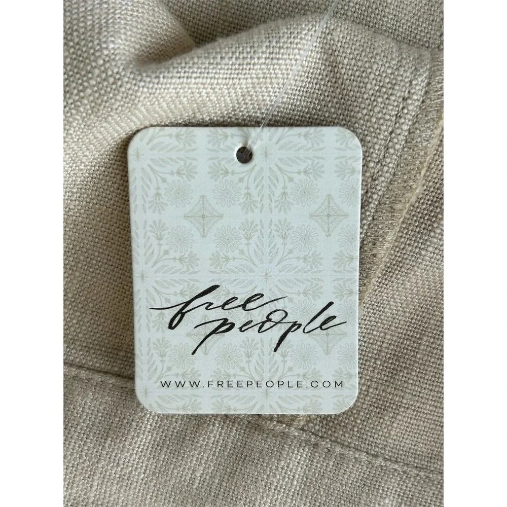 NEW Free People Women's Beige Mini‎ Skirt Size 8 Linen Blend